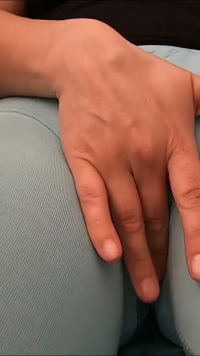 Woman with a big cameltoe has fun with a dildo through her leggings | Clip 1