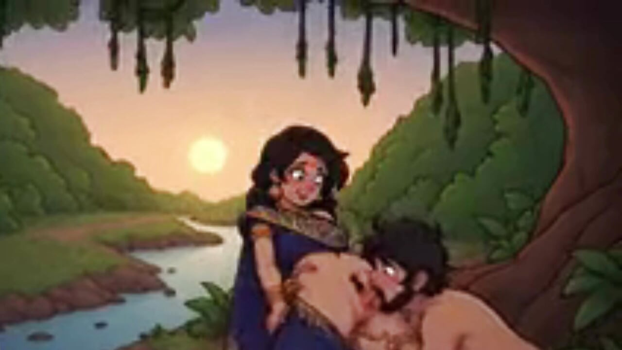 Pushpa en Srivalli romance in de jungle ( AI generated )
