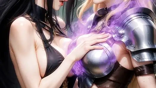 Вражеская волшебница и Запретный хентай трахают солдат фута