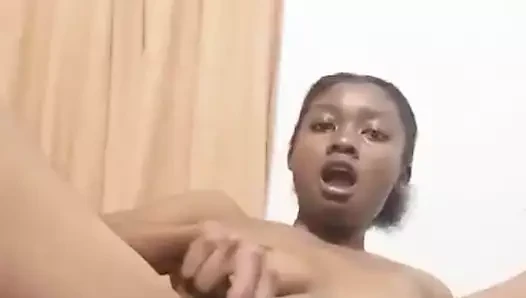 She likes to pet her black cat