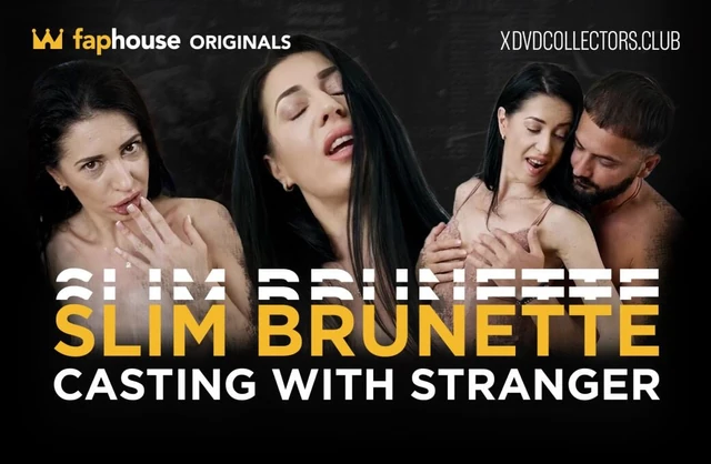 Slim brunette casting with a stranger!