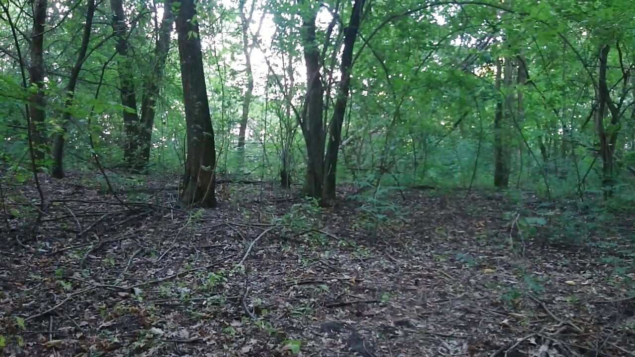 Naked Guy Masturbates in the Forest, Cums and Then Pisses