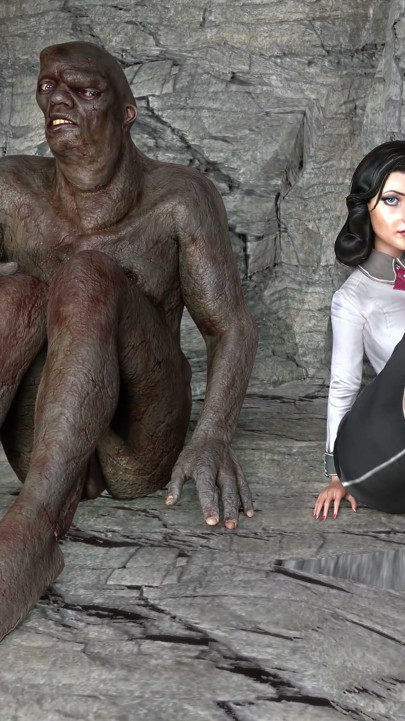 Giant Caveman Fucked and Creampied Sexy Elizabeth Bas