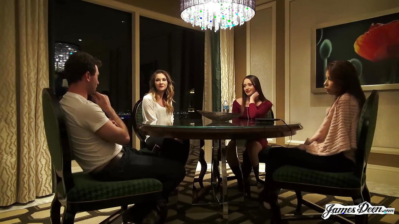 Avi Love, Bambi, Sami Parker in reverse gangbang action with James Deen