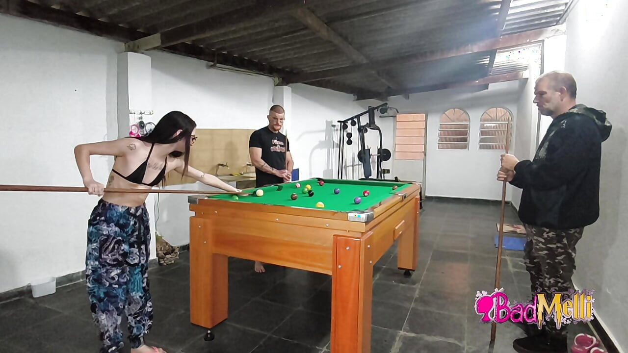 Playing naked pool with my boyfriend and my father-in-law