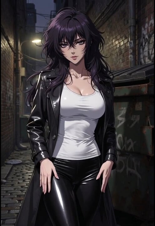 Mysterious anime woman in side alley seduces you