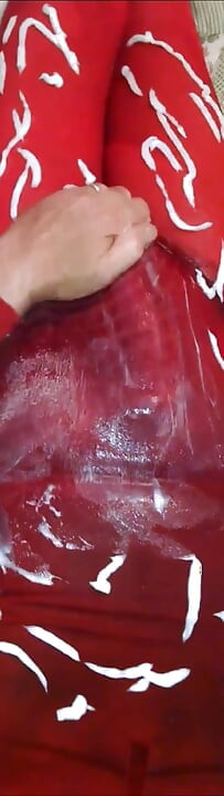 Gay crossdresser, wet slippery, masturbate and cum.