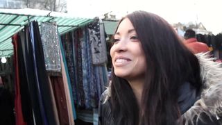 Brunette babe Gia Whitechapel pissing outdoors