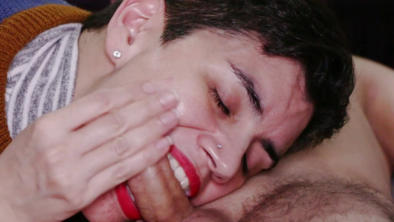 Messy Facial While Biting My Cock
