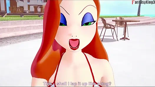 Jessica Rabbit halka açık havuzda sakso çekiyor