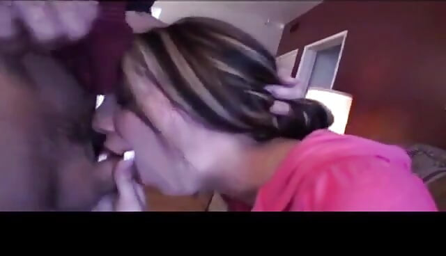 Sexy slut in pink with a tight round ass sucks a cock and then rides it