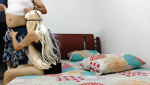 Masked Slim Blonde Fucks with a Stranger and with Infinite Pleasure