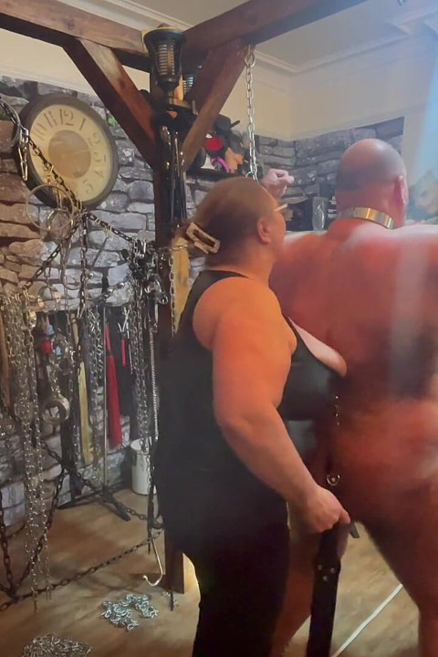Part 3- Domina Satana Takes Booboo and Maid Jayne in the Dungeon Before He Goes to Wales.