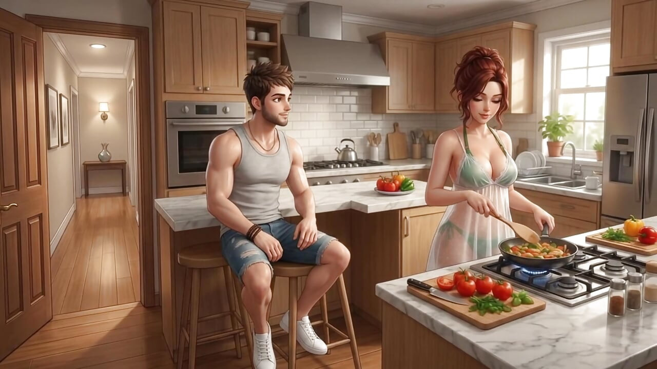 Horny Stepmom Can't Resist Stepson's Cock in the Kitchen