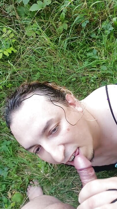 Slut sucks and swallows