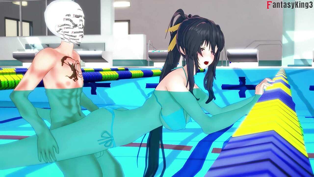 Rias & Akeno thresome mientras llamada telefónica y Akeno follan en piscina pública - dxd ntr madness series