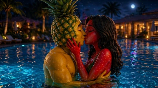 Gairah di pinggir kolam renang di bawah bintang -ai hentai asmr