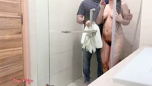 Step Mom Hot Sex After Bath Under the Shower Sex Video with Hindi Audio