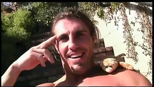 Huge cock sucking big cock, sucking in the garden