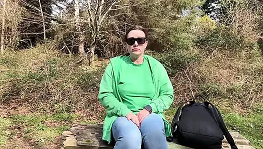 Desperate Outdoor Wetting Jeans on the Public Trail