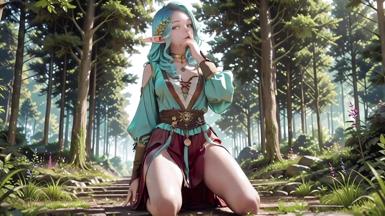 Forest Fantasy! Green-haired Mage & Blue Elf in a Private Walk