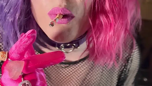 Your Smoking Queen, Tina Snua, Smoking A Cork Cigarette In Satin Gloves & Jewellery - Smoke Rings OMI OME Drifting Snap inhales