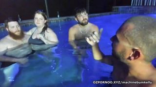 Group of bbw matures at pool party