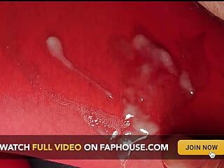 Nylonjunge adora a meia-calça vermelha 3 esperma