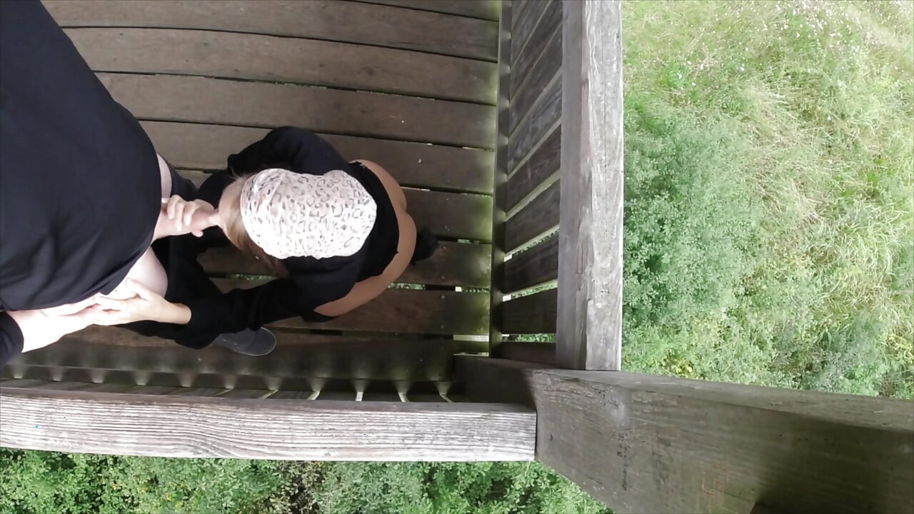 Risky public fuck on observation tower