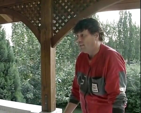 Superb Brunette Lady From Germany Eating Warm Cum in the Backyard