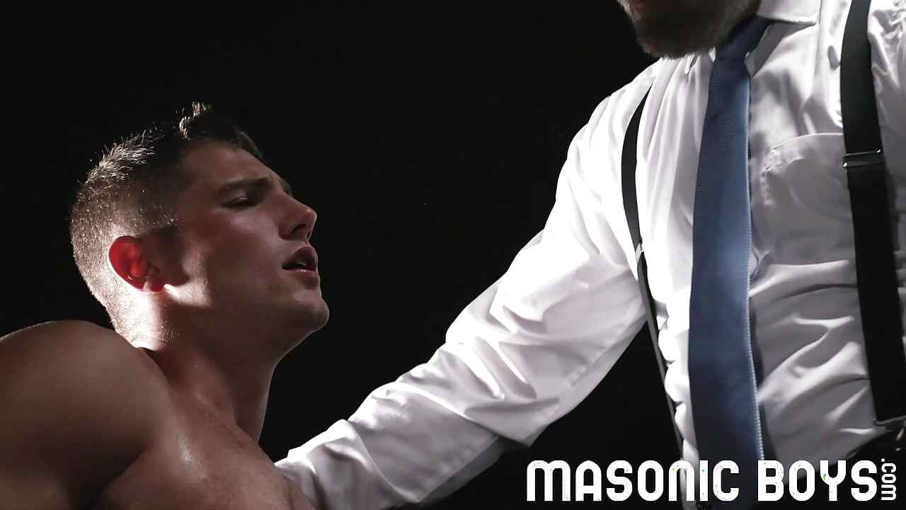 MasonicBoys - Clayton Foster sits on dildos by suited DILF Master