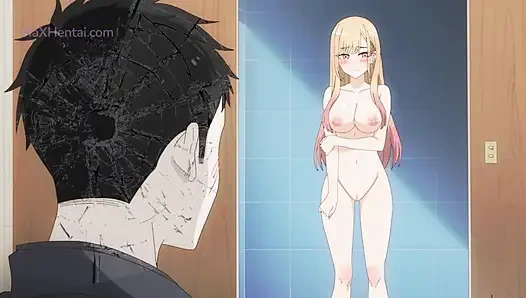 Marin X Gojo: Bathroom Sex with Curvy Stepsis (Hentai Sex Parody)