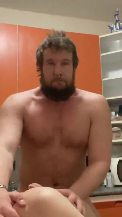 An angry Russian bear fucks a 19-year-old twink in the kitchen | Clip 1