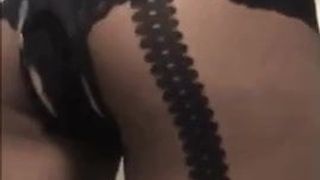 Amateur Mexican in bodystocking, cummed on ass.