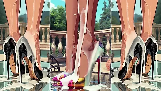 High-Heels get cum from alle sites an will be licked by hot anime girls