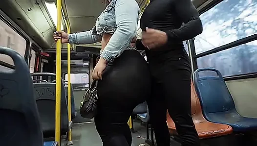 "Masked Guy Grabs BBW's Huge Ass in Public Bus - Risky Tease"