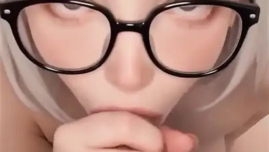 Beyaz saçlı asosyal yapay zekalı kız harika bir meme sikişi, yakın çekim sakso, misyoner pozisyonu ve ağzına boşalma