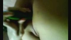 arab girl from ksa with cucumber in anal