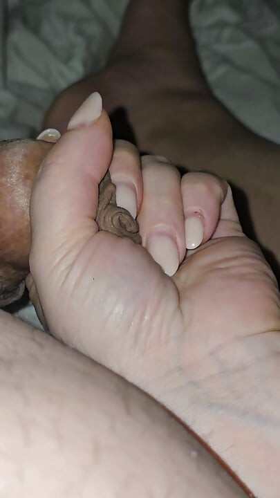 Unfaithful step mom handjob step son dick while husband is on business trip