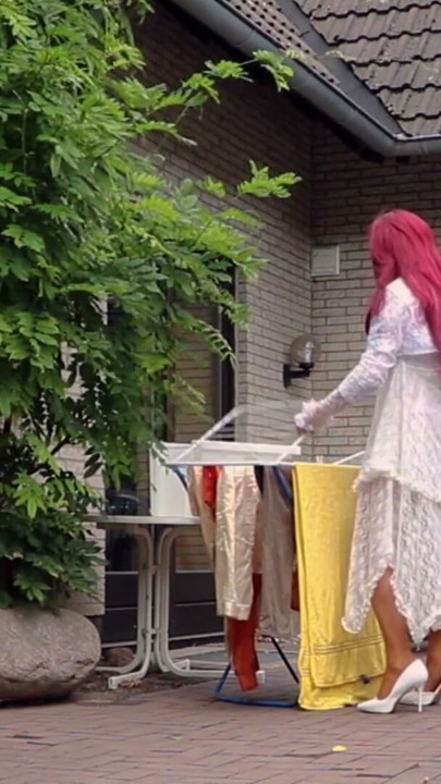 A Windy Day In Sheer Lace & Nylon Stockings | Clip 1