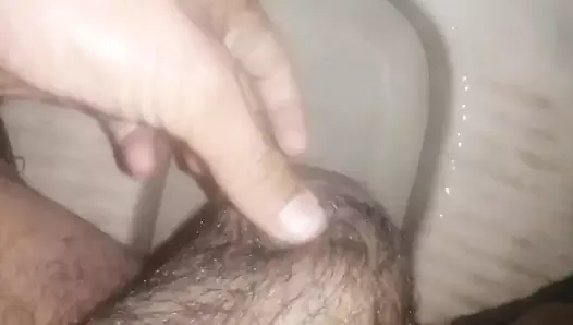 Small cock show hairy handjob piss