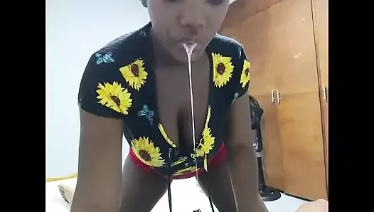 Start Your Morning Best Blowjob Throat Fucking Ebony Girl Deepthroat a Big Dick Drink Cumload Through Her Slut Mouth - Jhodez1