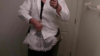 sissy crossdresser wearing diaper to work