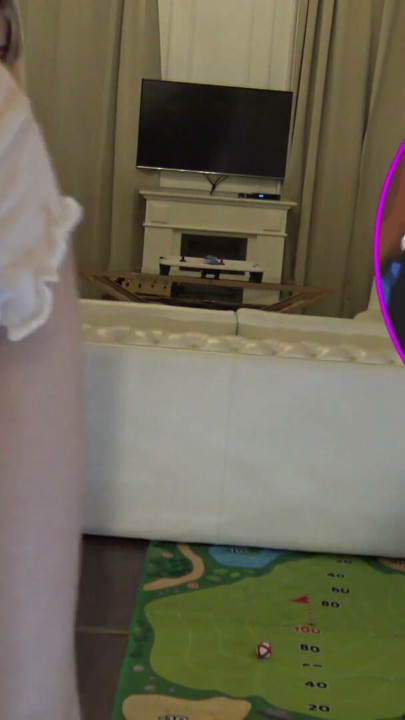 Just two girls in cut modified miniskirts to have fun and play mini golf to show panties | Clip 2