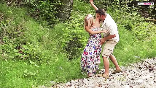 Fucking in the forest in the green nature makes my cunt wet