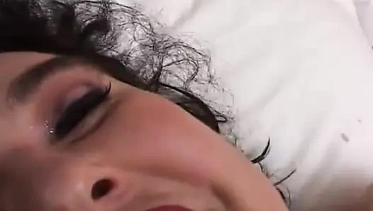 Amateur masturbation of BBW hairy pussy slut in fishnets