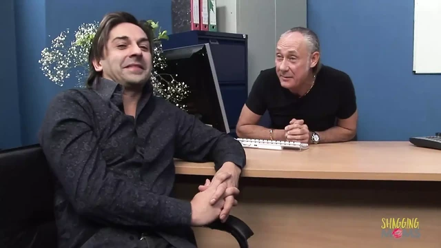 Dolled up blonde comes to the casting and gets fucked by older men in a threesome