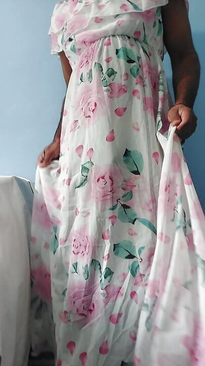 I'm masterbating wearing Split Roses Chiffon Seethrough Silk Frock