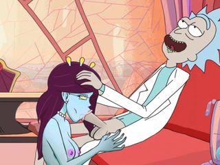 El universo lascivo de Rick - chica de piel azul siendo golpeada