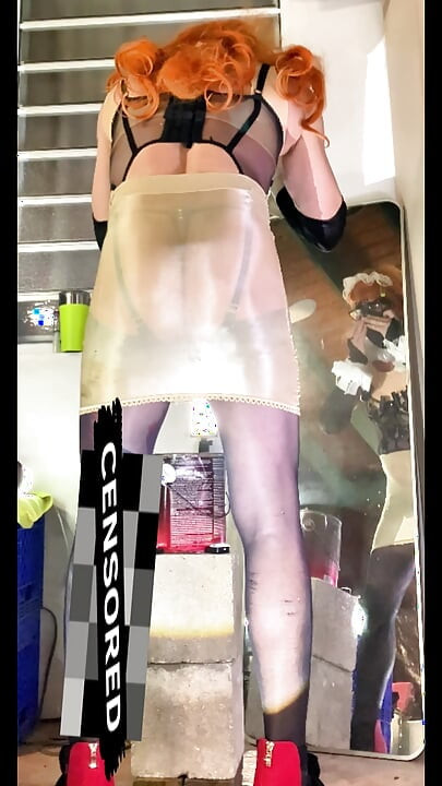 Cute Femboy Very Sexy Stocking Lingerie Showing His Panties Outside